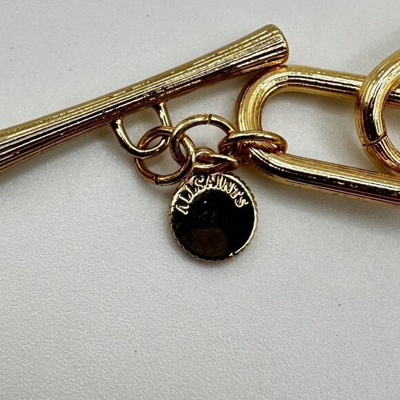 Like-New All Saints Gold tone textured chain link toggle bracelet! - Picture 2 of 5